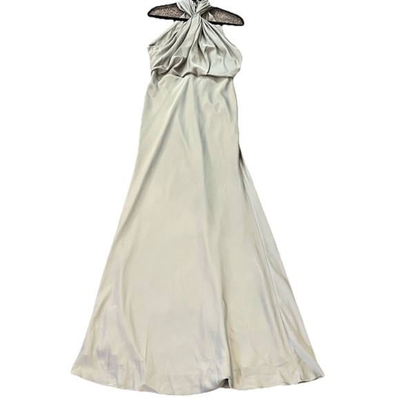 ASOS Dresses & Skirts - ASOS Sage Green Halter Dress, Peephole Back, Worn Once! Size US 4 
Retail $180